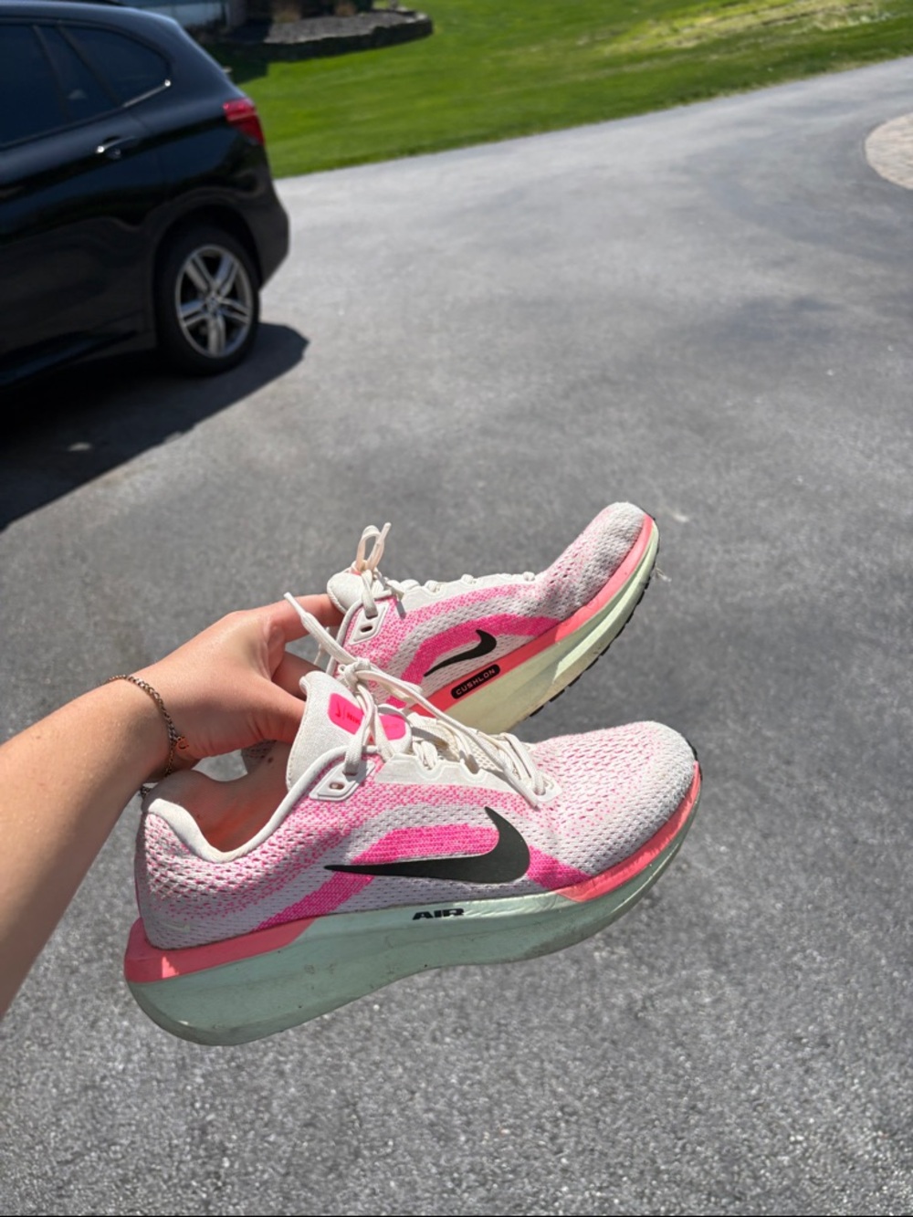 Nike Women's Pink, White and Black Running Sneakers